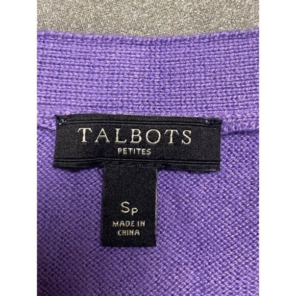 Talbots Long Sleeve V-Neck Orchid Purple Cotton Blend Cardigan Size S/P - Picture 4 of 5